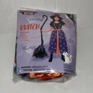 Spooktacular Creations Purple and Orange Witch Costume for Kids Ages 5-7 New